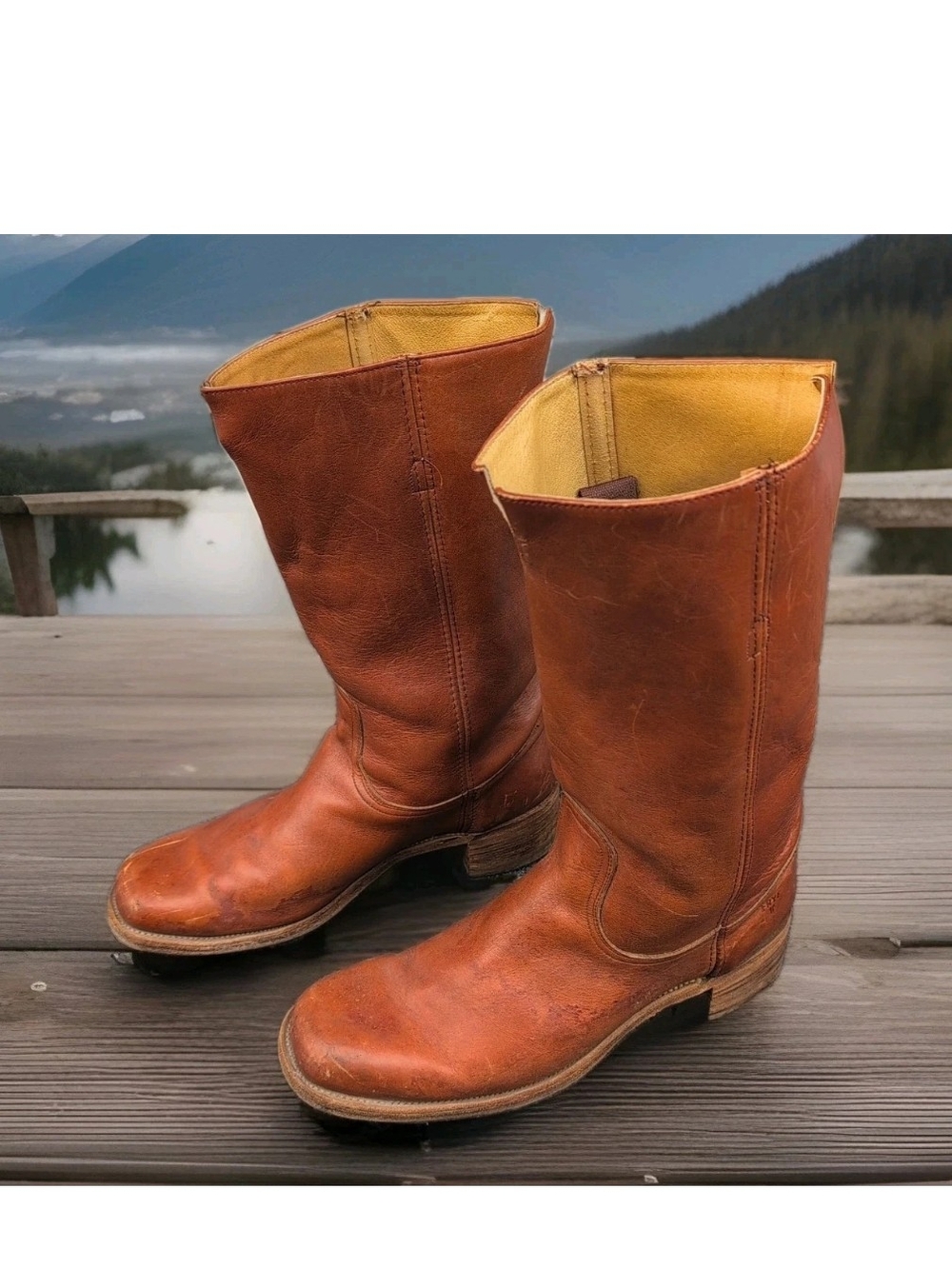 Vtg Frye Boots Mens 13 W Chestnut Brown Leather Campus Riding Western USA 14.5"
